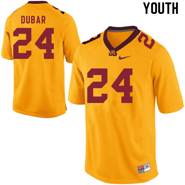 Youth #24 Abner Dubar Minnesota Golden Gophers College Football Jerseys Sale-Gold